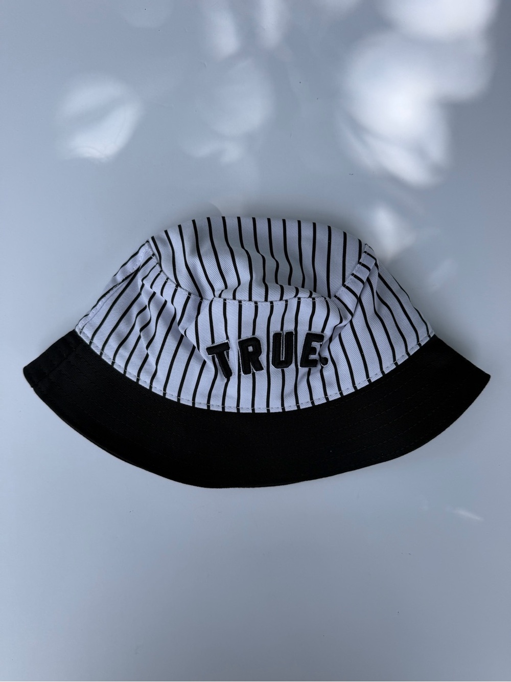 Striped Black & White Bucket Hat with TRUE Embroidery
